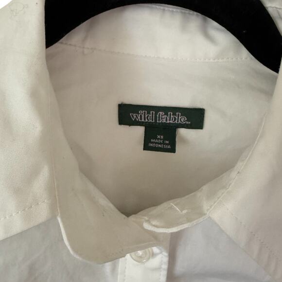 Wild Fable White Button Down Collar Long Sleeve Basics Curved Hem Dress Shirt-XS - Picture 5 of 5